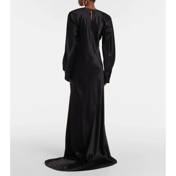 NWT Valentino Garavani Black Silk Satin Gown Le Noir Fall 24 $11,500 - Size US 8 - Picture 10 of 16
